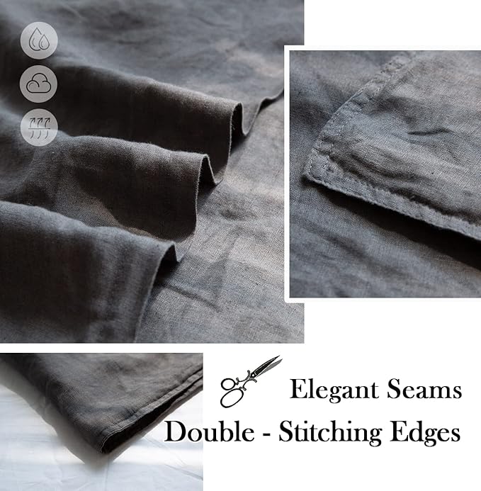 Simple&Opulence 100% Washed Linen Euro Shams 26'' x 26'' Pack of 2, Basic Style - Image 3