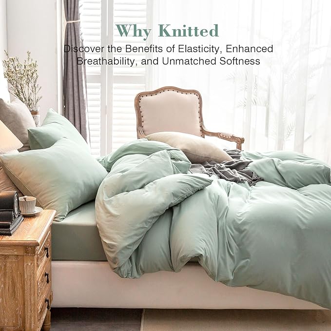 PURE ERA Jersey Knit Duvet Cover Set 100% T-Shirt Cotton Super Soft Comfy 3pc - Image 2