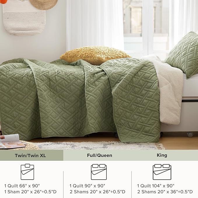 Comfort Spaces Twin Quilt Set Modern Reversible Diamond Coverlet Twin Bedding - Image 8