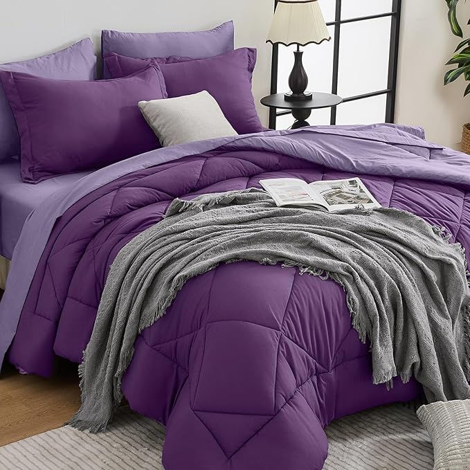 HEVUMYI Purple & Light Purple Twin-XL Comforter Set by HEVUMYI