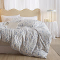 mixinni Blue Flower Duvet Cover Full Leaves Pattern 100% Cotton Full Size by mixinni