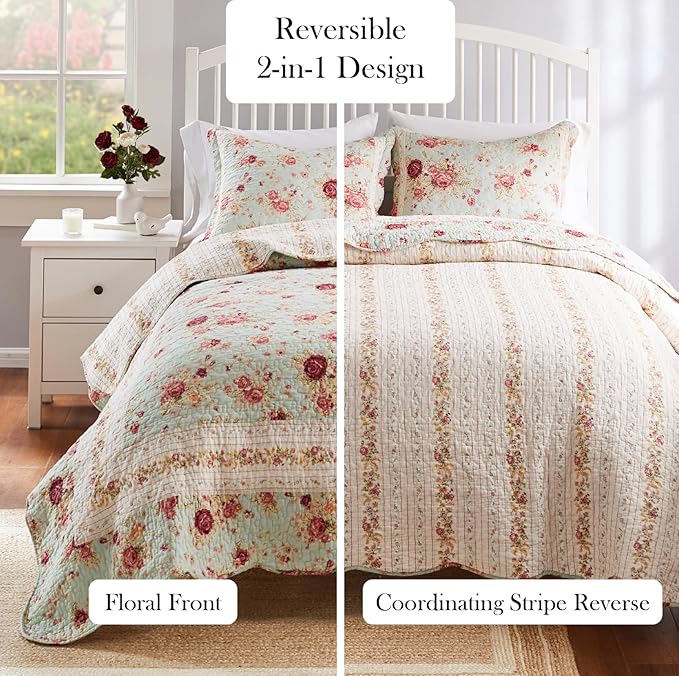 Greenland Home Antique Rose 100% Cotton Heirloom-Quality Quilt Set, 2-Piece - Image 7