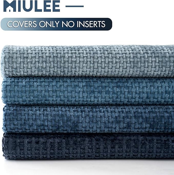 MIULEE Pack of 4 Couch Throw Pillow Covers 24x24 Inch Neutral Blue Soft - Image 6