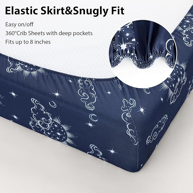 Baby Crib Sheets for Boys and Girls, 3 Pack Fitted Toddler Bed Sheets Neutral - Image 5
