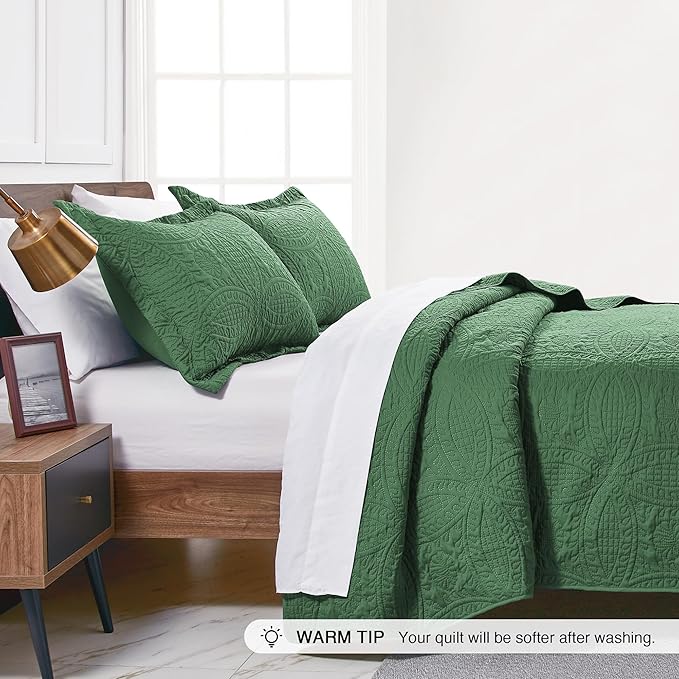 Love's cabin Twin Quilt Set Olive Green Bedspreads - Image 4