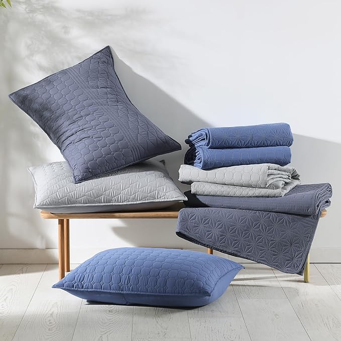 HORIMOTE HOME Denim Blue Queen Size Quilt Set - Image 8