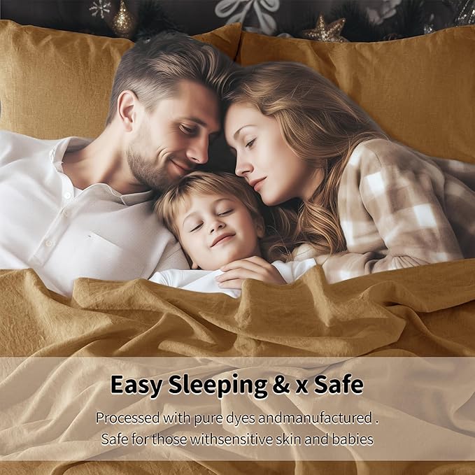LBRO2M 100% Pure Linen Sheet Set Deep Pocket Up to 16" Bed Sheets Sets - Image 6