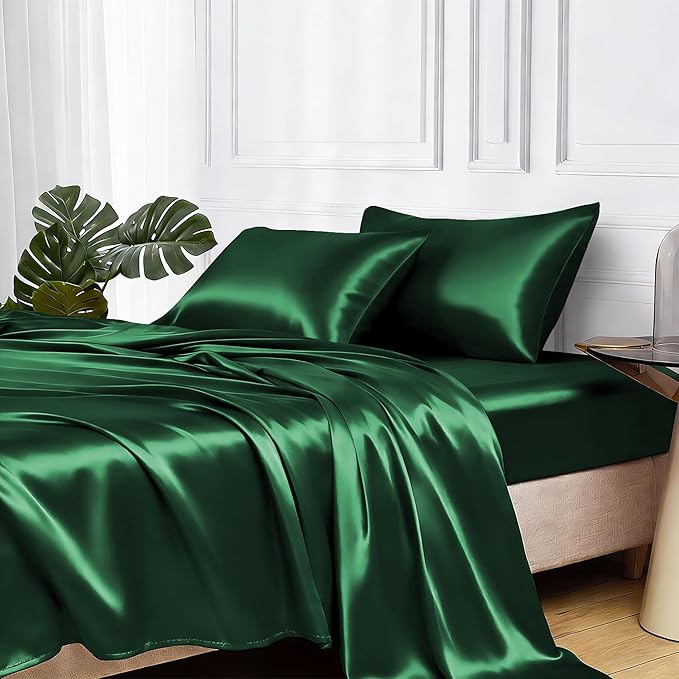 MR&HM Satin Bed Sheets, Twin XL Size Sheets Set by MRHM