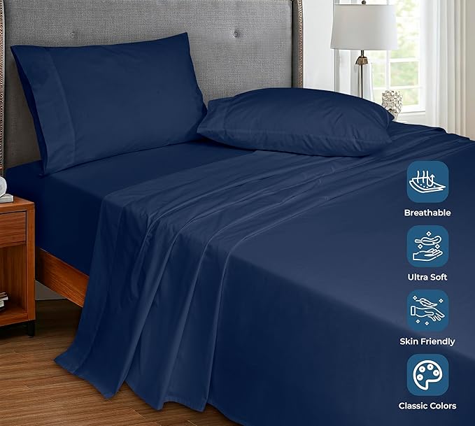 Royale Linens 100% Organic Cotton Queen Flat Sheet Only - Image 4