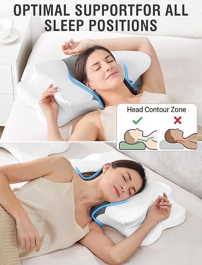 DISSA Cervical Neck Pillow for Side Sleepers Ergonomic Contour Memory Foam - Image 3
