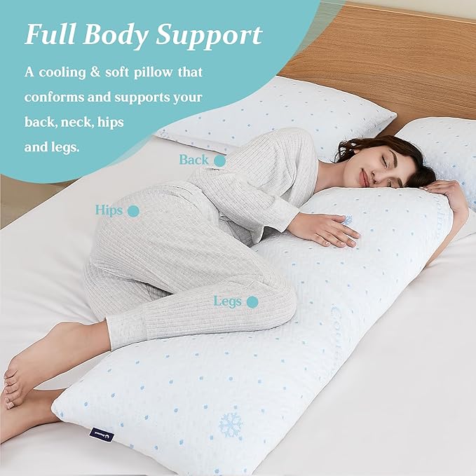 Dreamood Cooling Body Pillow Firmer 3200g 100% Shredded Memory Foam Body Pillows - Image 2