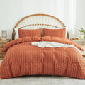 AveLom Terracotta Seersucker Duvet Cover Set Full Size, 3 Pieces, Ultra Soft by AveLom
