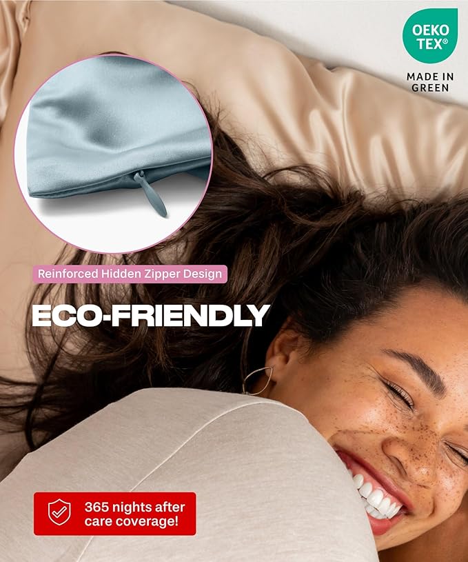 Colorado Home Co 22 Momme Real Silk Pillowcase, Mineral Blue, 2 Pack King - Image 5
