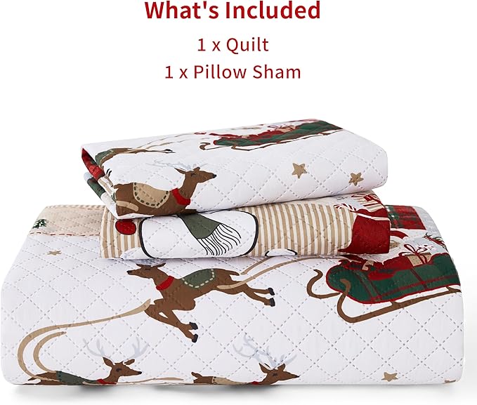 PPOLCA Christmas Twin Quilt Bedding Set, 2-Piece Snowman Printed Lightweight - Image 6