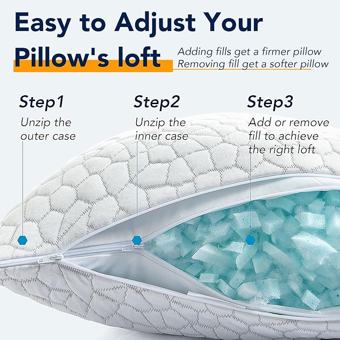 QUTOOL Cooling Pillow for Sleeping, CertiPUR-US Shredded Memory Foam Queen - Image 9