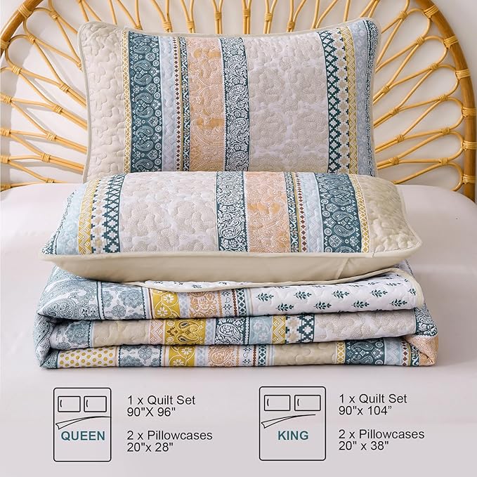 WONGS BEDDING Boho Quilt Set Full Size - Image 7