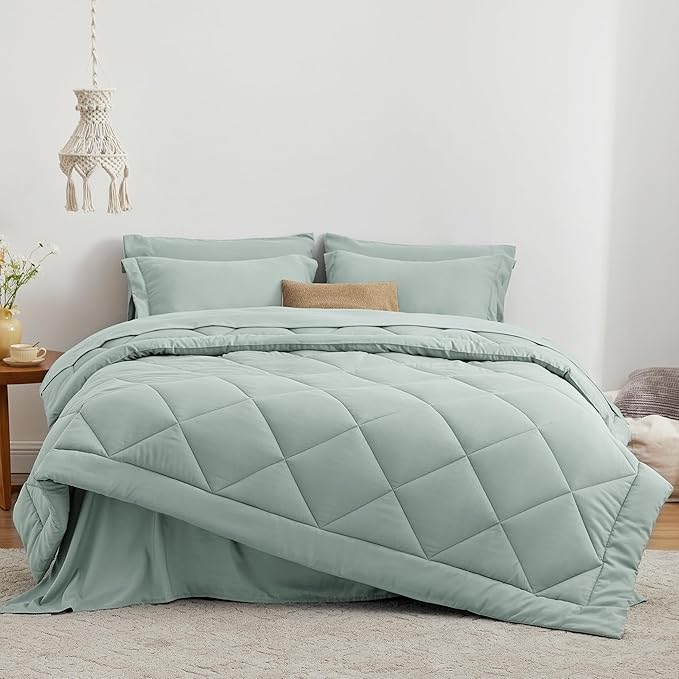 Love's cabin California King Comforter Set Aqua, 7 Pieces California King Bed - Image 2