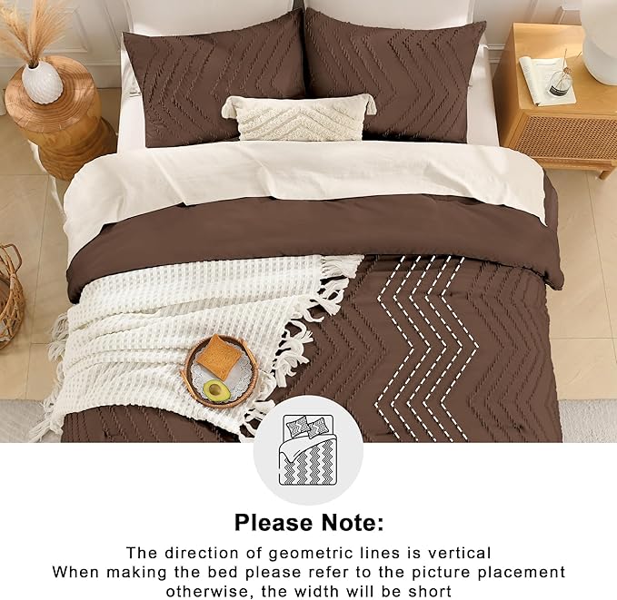 Andency Brown California King Comforter Set, Boho Cal King Soft Warm Tufted - Image 5