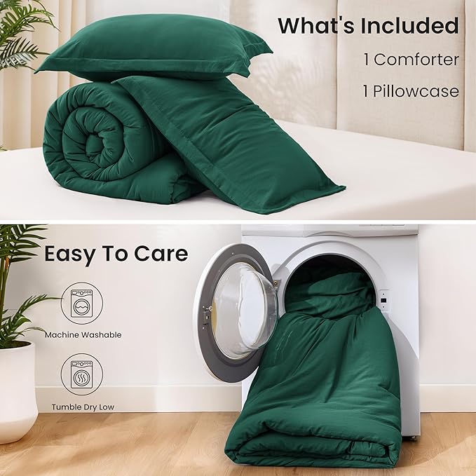Love's cabin Dark Green Twin/Twin XL Comforter Set, 2-Piece Prewashed Bed Set - Image 8