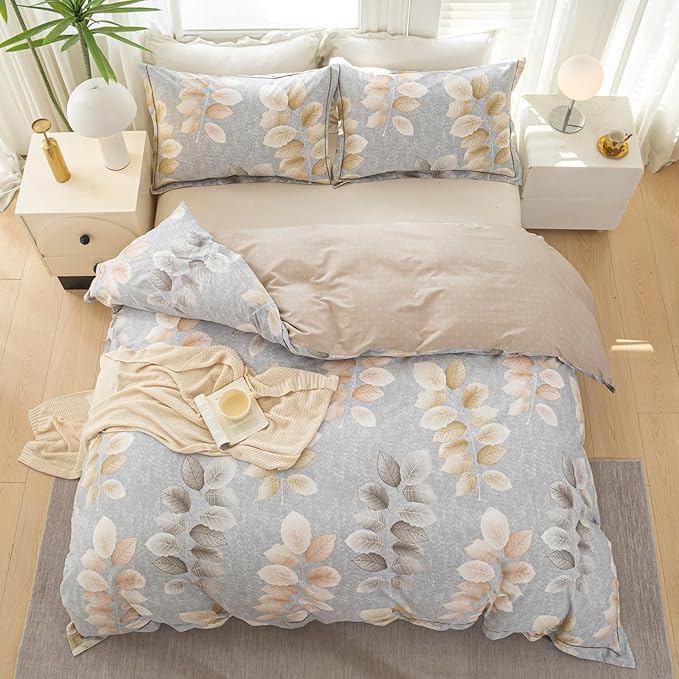 OAITE Duvet Cover Set Queen Size Floral Pattern 500 Thread Count Ultra Soft - Image 4