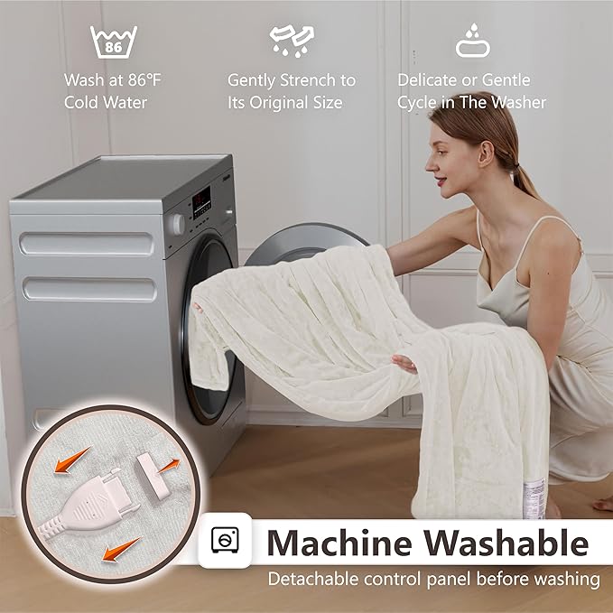 Wapaneus Heated Blanket Electric Queen Size 84"x90"-Dual Control - Image 5