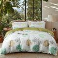 OAITE Duvet Cover Twin Size, Reversible Fallen Leaves Green Duvet Cover Set by OAITE