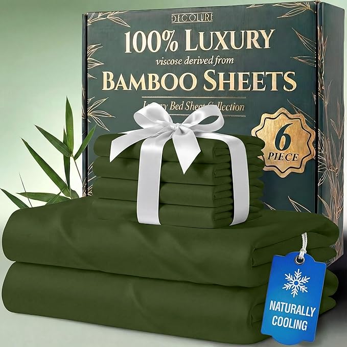 DECOLURE 100% Viscose Derived from Bamboo Sheets Queen Size by DECOLURE