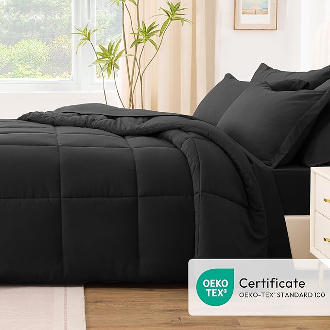 Love's cabin Twin XL Comforter Set Ash Black, 5 Pieces Twin XL Bed in a Bag - Image 5