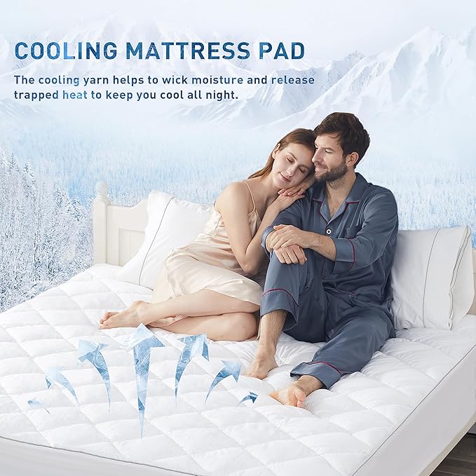Sunflower Cooling Quilted Twin Mattress Protector, Mattress Pad Twin Chill Soft - Image 3
