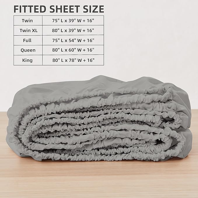 HBHLFZ Queen Fitted Sheet Only, Soft Breathable Bottom Sheet - Image 2