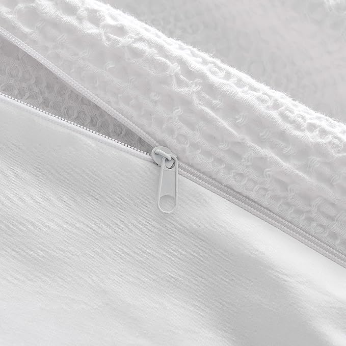 WDCOZY 100% Cotton Luxury Honeycomb Duvet Cover Set Queen Size - Image 7