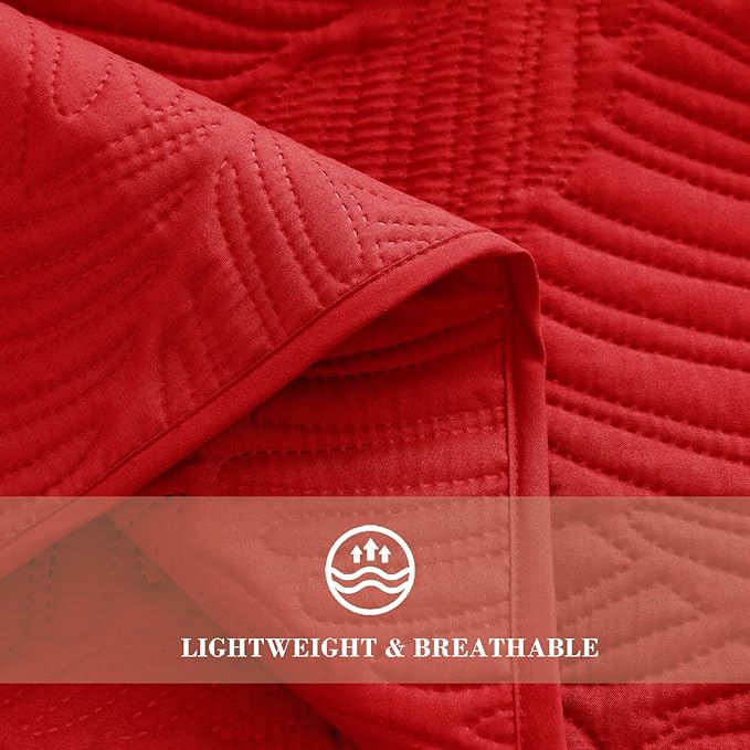 Exclusivo Mezcla King Size Quilt Bedding Set, Lightweight Red Quilts King Size - Image 5