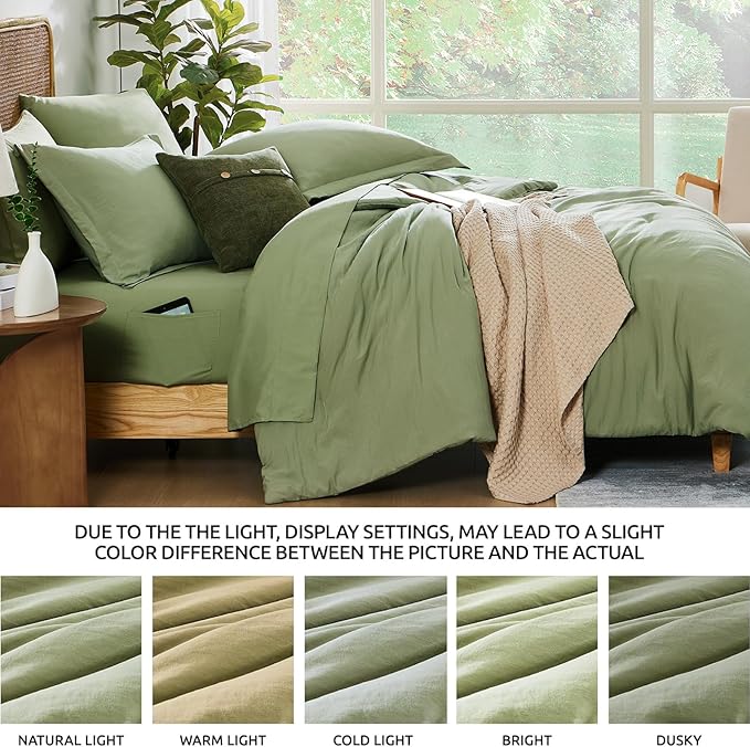 WRENSONGE Full Size Comforter Set- 7 Pieces Sage Green Bed in a Bag Full Size - Image 7