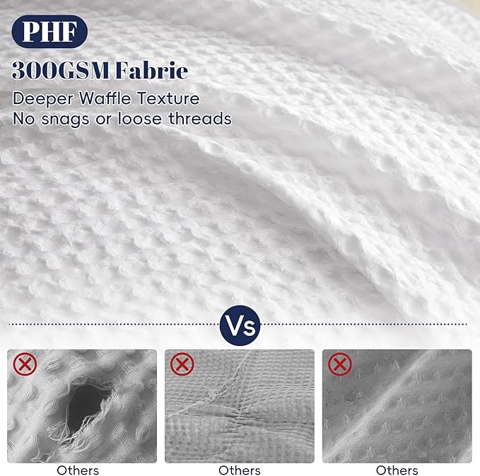 PHF Waffle Weave Duvet Cover Set California King, No Snagging Ultra Soft Luxury - Image 3
