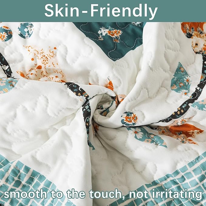 BEDIFANY Cotton King Size Quilt Sets, Lightweight King Quilt Bedding Set Garden - Image 6