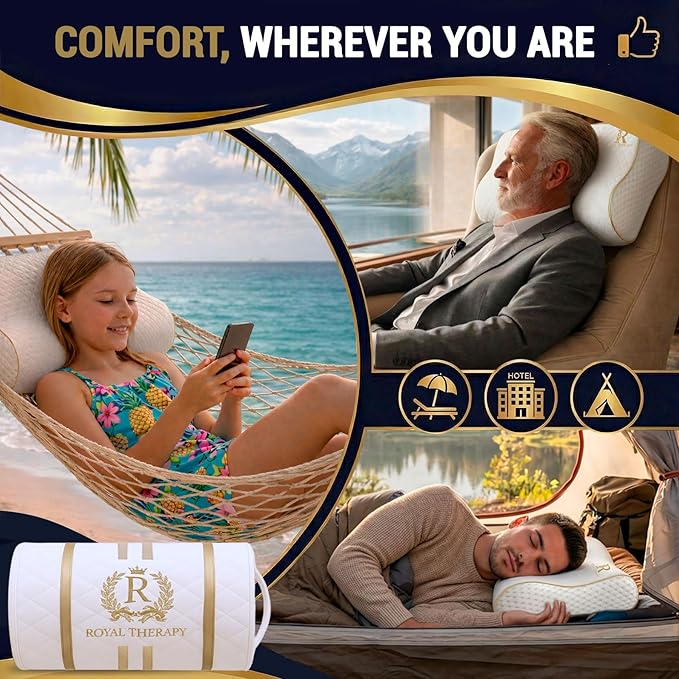 Royal Therapy Travel Memory Foam Cervical Pillow – Contour Pillow - Image 8