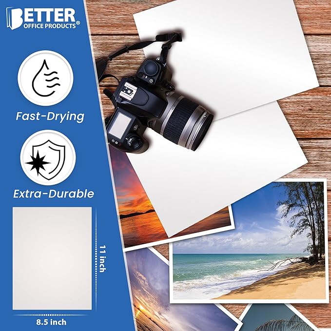 Better Office Products Glossy Photo Paper, 8.5 x 11 Inch, 30 Sheets, 200 gsm, Letter Size, 30-Count Pack-DeskoryOffice