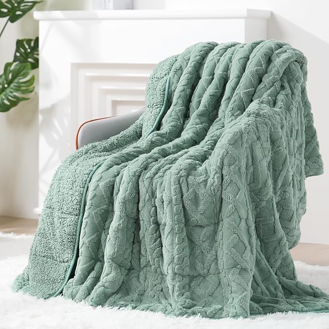 Super Fuzzy Soft Sherpa Fleece Weighted Blanket, 15 lbs Dual Sided Fluffy Heavy by EazfyPro