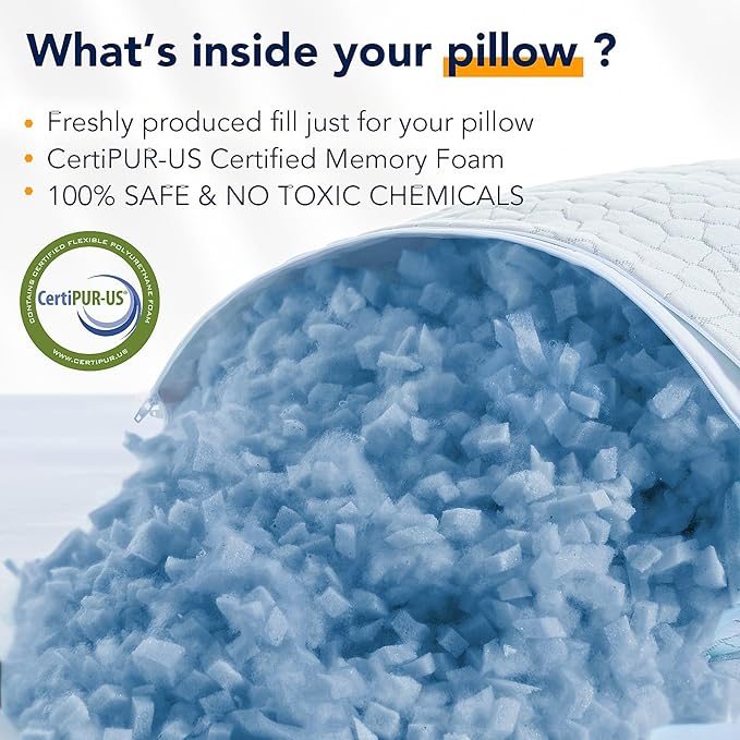 QUTOOL Cooling Pillow for Sleeping, CertiPUR-US Shredded Memory Foam Standard - Image 8