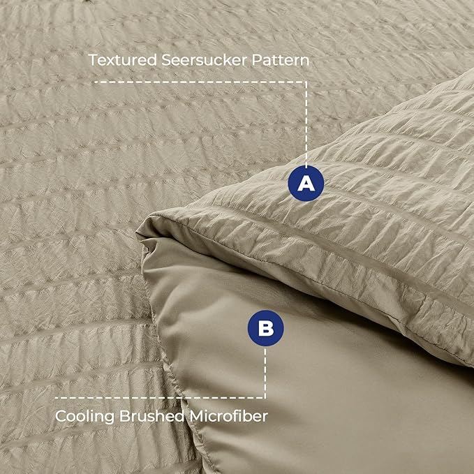 HYMOKEGE Linen King Size Comforter Set Seersucker 7 Pieces, All Season Luxury - Image 4