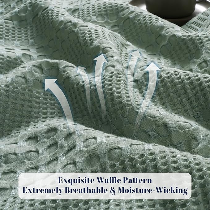 PHF Cooling Waffle Blanket King Size, Lightweight 60% Rayon from Bamboo & 40% - Image 4