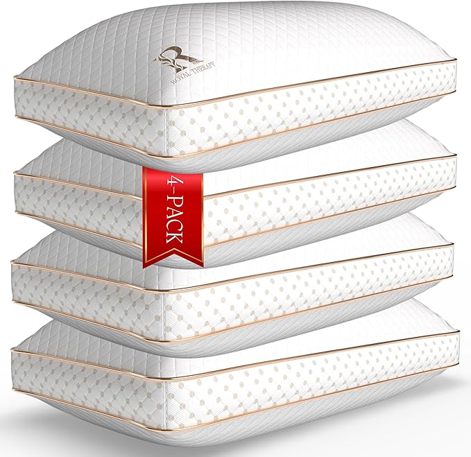 Royal Therapy 4-Pack Queen Memory Foam Pillow, Adjustable Shredded Odor-Free by ROYALTHERAPY