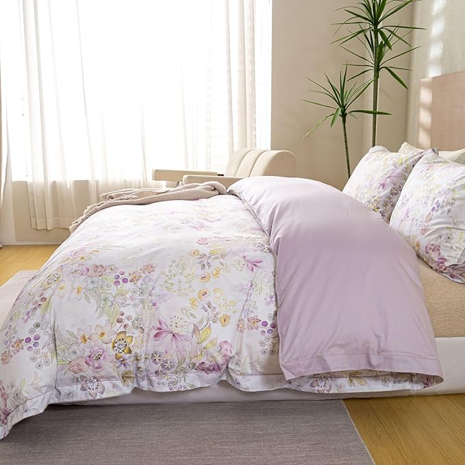OAITE Duvet Cover Set Queen Size Floral Pattern Ultra Soft 100% Cotton Duvet - Image 5