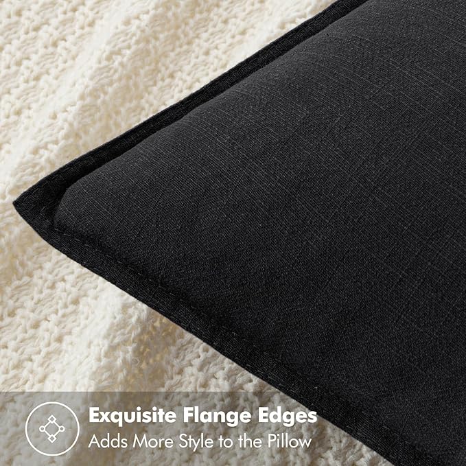 MIULEE Decorative Linen Pillow Covers 18x18 Inch Black ​Boho Farmhouse​ - Image 2
