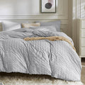 JELLYMONI Light Grey Duvet Cover King Size, Soft Breathable Seersucker Duvet by JELLYMONI