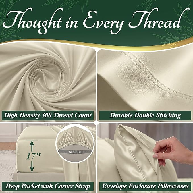 DECOLURE 100% Viscose Derived from Bamboo Sheets Full Size - Image 4