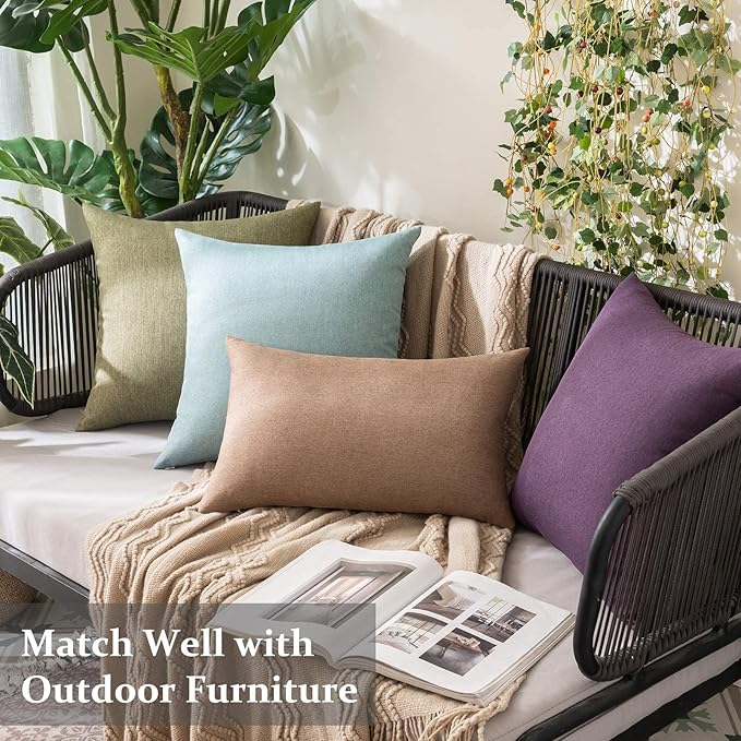 MIULEE Pack of 2 Decorative Outdoor Solid Waterproof Throw Pillow Covers Euro - Image 4