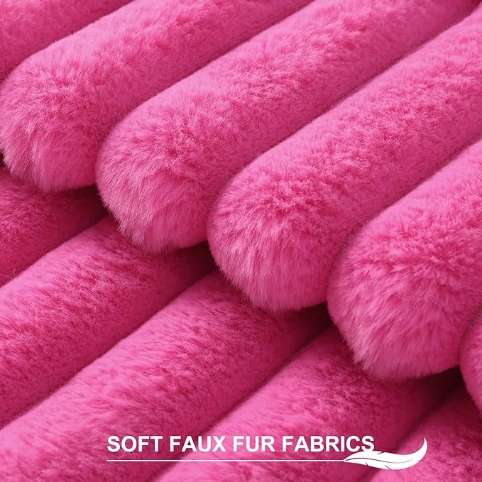 Pallene Faux Fur Plush Throw Pillow Covers 24x24 Set of 2, Luxury Soft Fluffy - Image 2