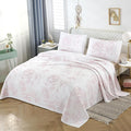 ROOMLIFE Quilt Set King Size 3D Floral Embroidery Pattern 3-Piece Cotton by ROOMLIFE
