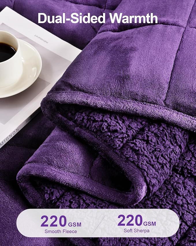 Super Fuzzy Soft Sherpa Fleece Weighted Blanket, 15 lbs Dual Sided Fluffy Heavy - Image 3